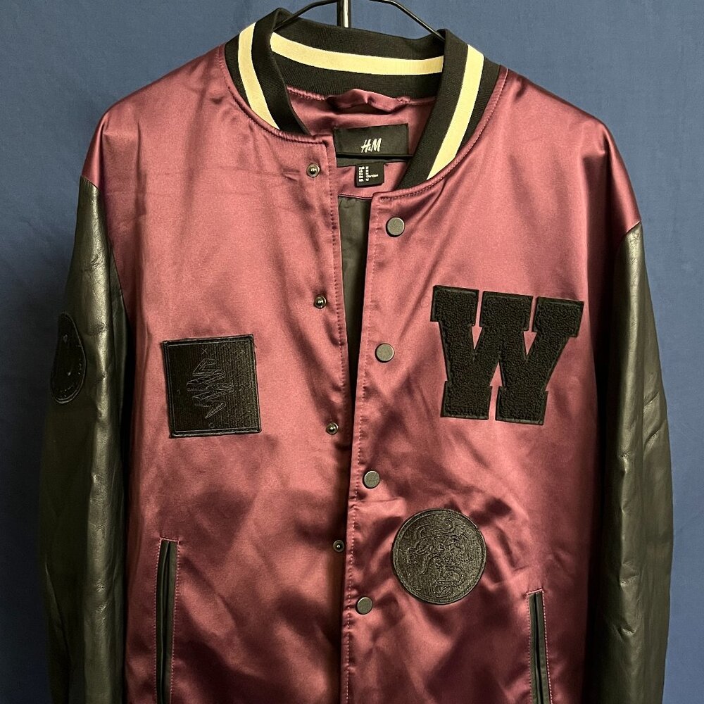 H&M × The Weeknd Varsity Satin Souvenir XO Bomber Jacket